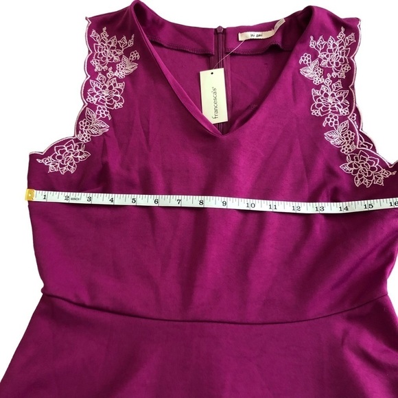 Francesca’s‎ Mi Ami Purple/White Embroidered Sleeveless Skater Dress. Size Med. - Picture 8 of 16